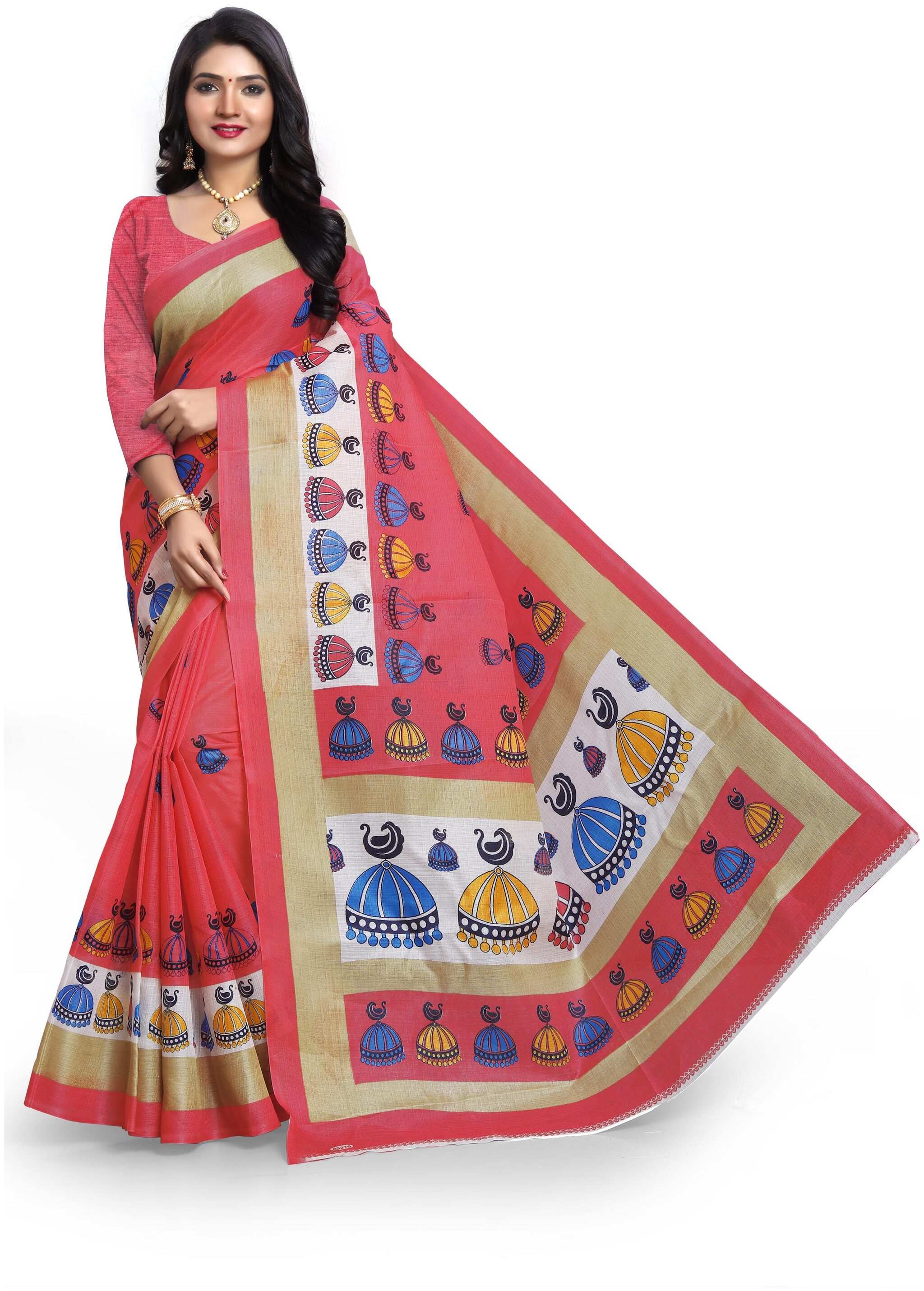 

Grubstaker Bangalori silk saree With Blouse Piece Peach