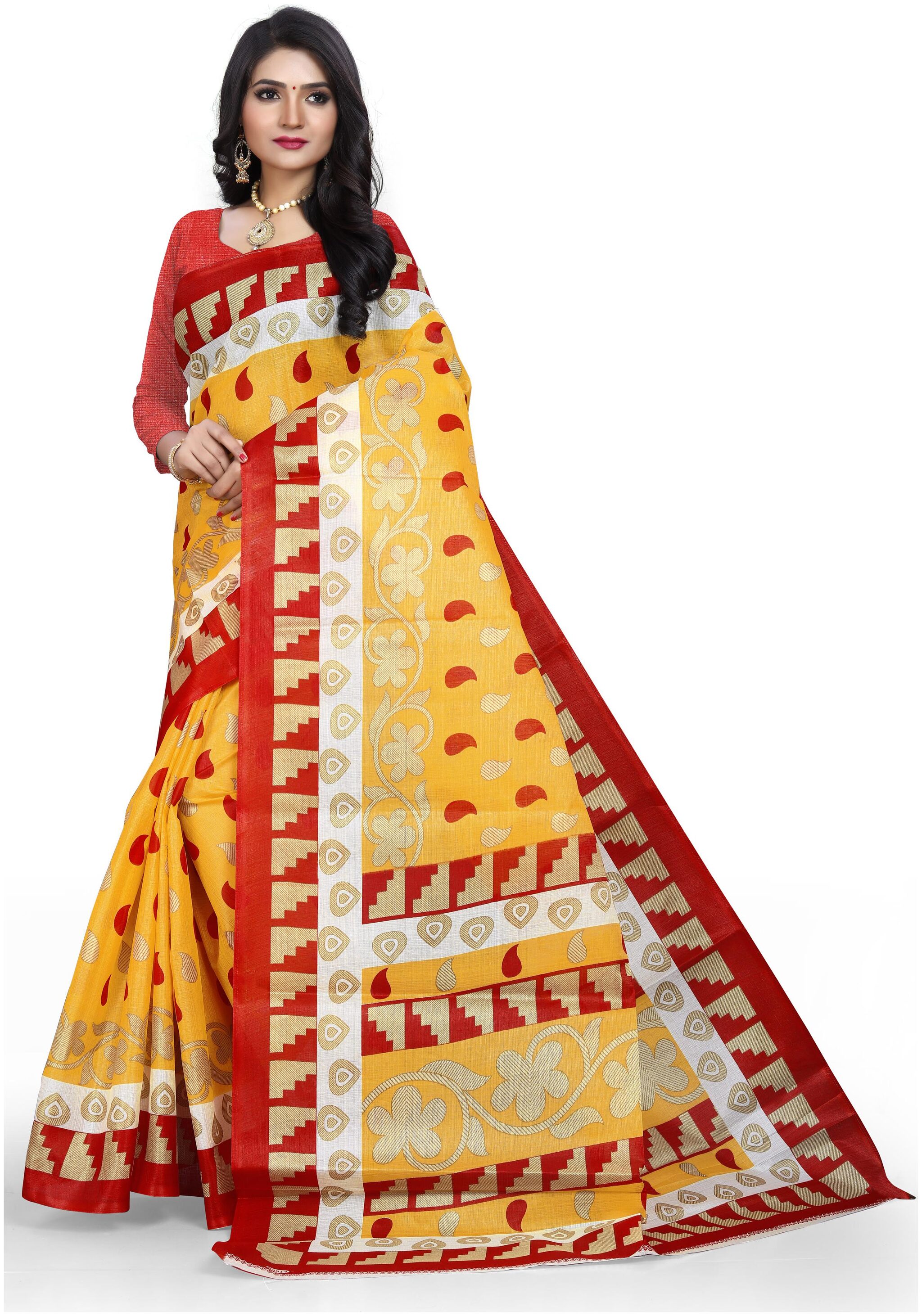 

Grubstaker Bangalori silk saree With Blouse Piece Multi