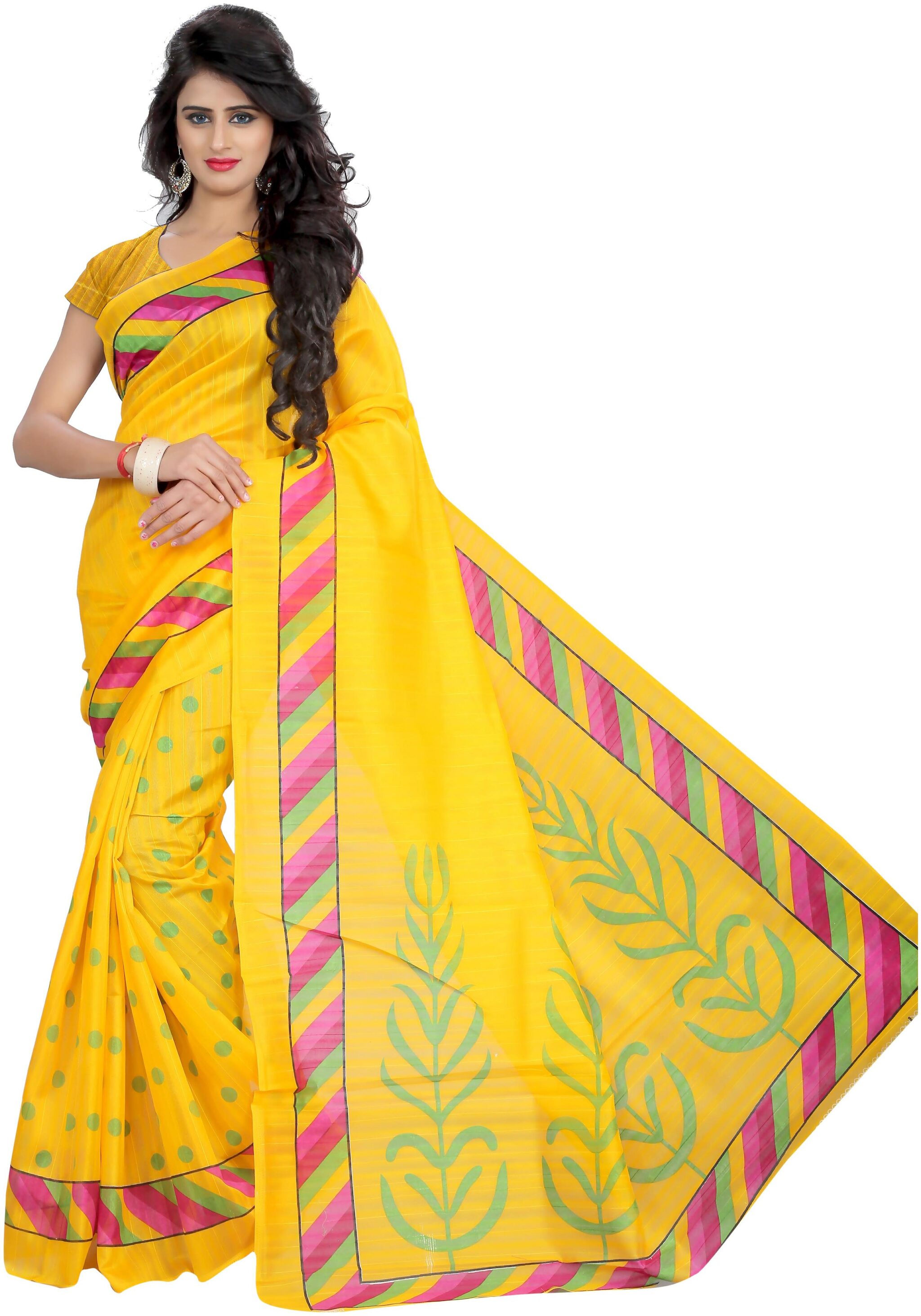 

Grubstaker Bangalori silk saree With Blouse Piece Yellow