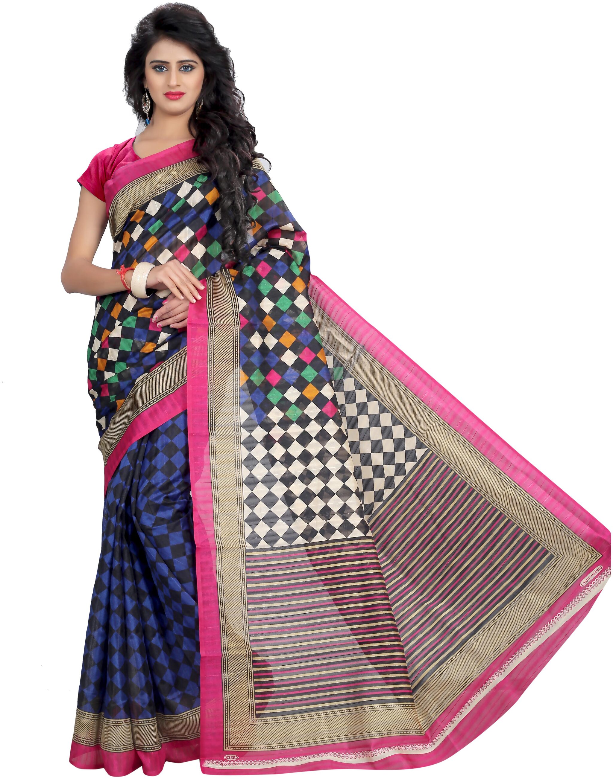 

Grubstaker Bangalori silk saree With Blouse Piece Multi