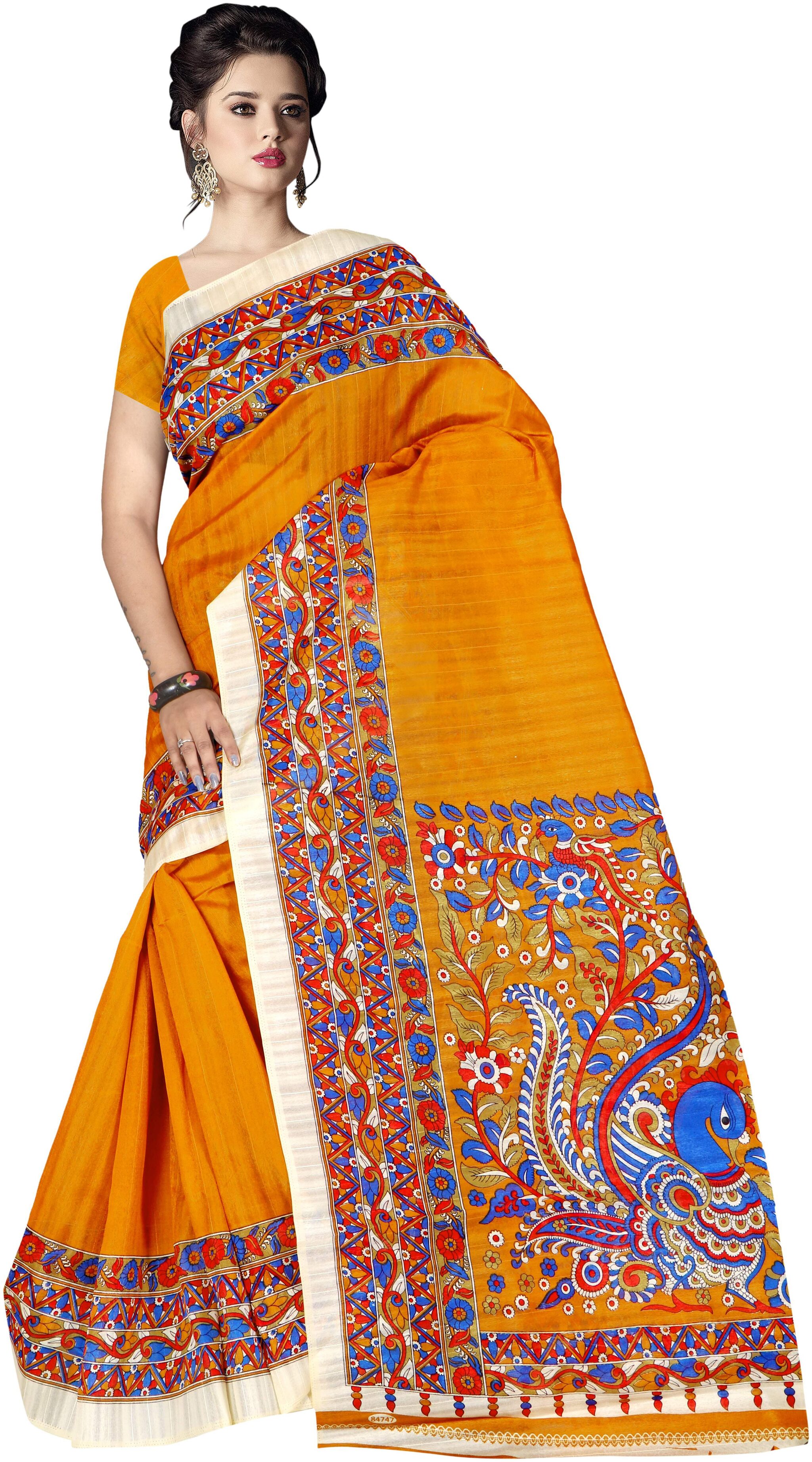 

Grubstaker Bangalori silk saree With Blouse Piece Yellow