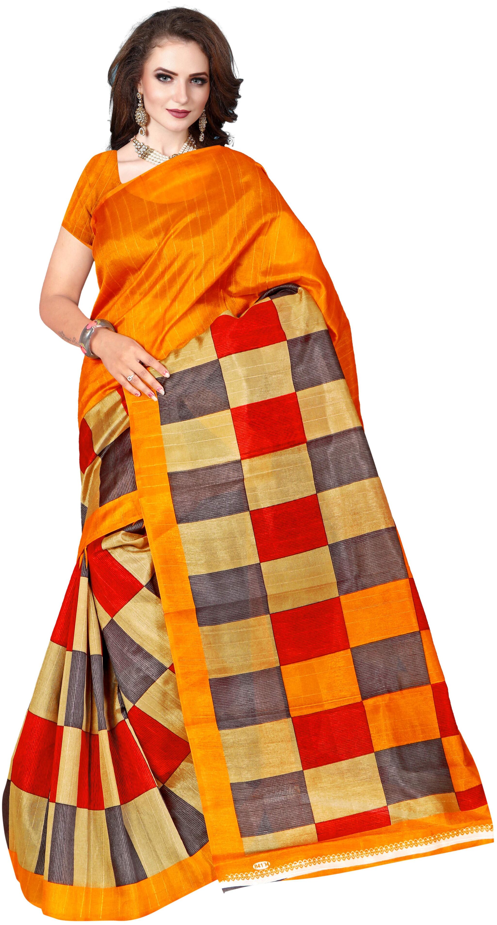 

Grubstaker Bangalori silk saree With Blouse Piece Multi