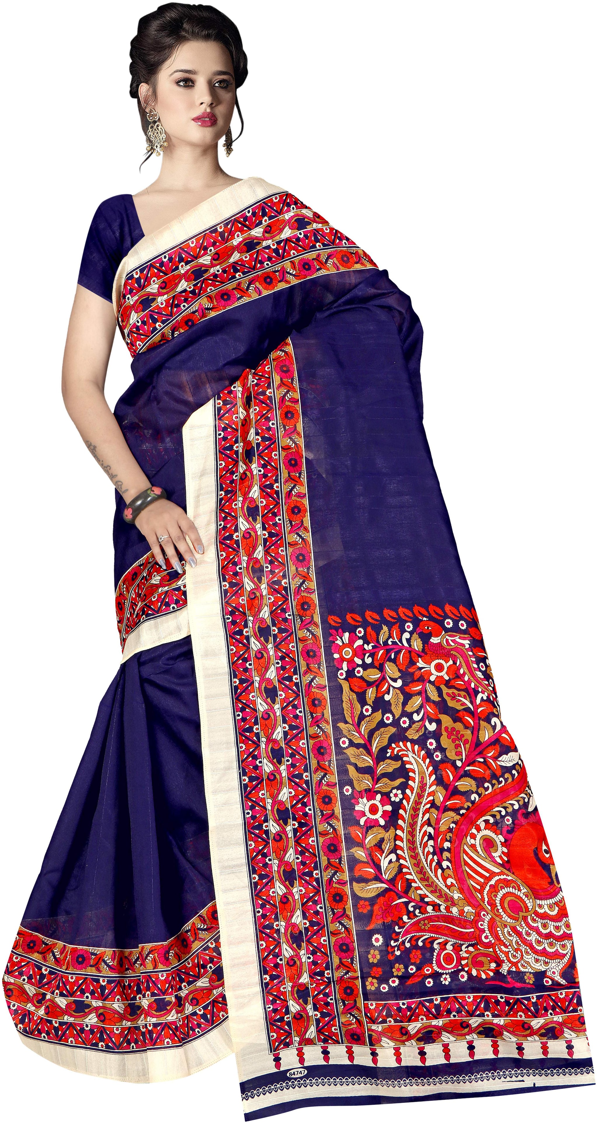 

Grubstaker Bangalori silk saree With Blouse Piece Multi