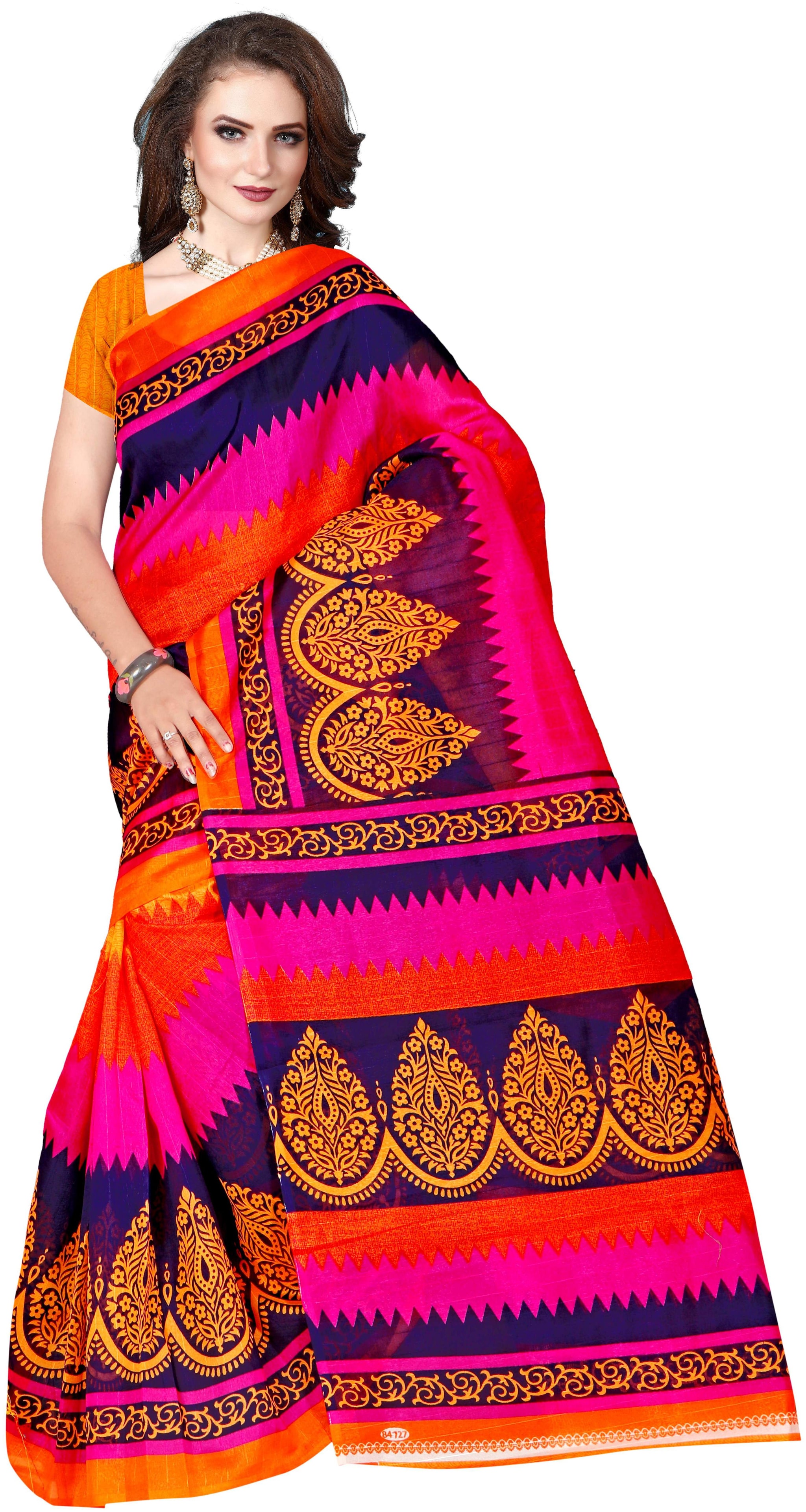 

Grubstaker Bangalori silk saree With Blouse Piece Multi