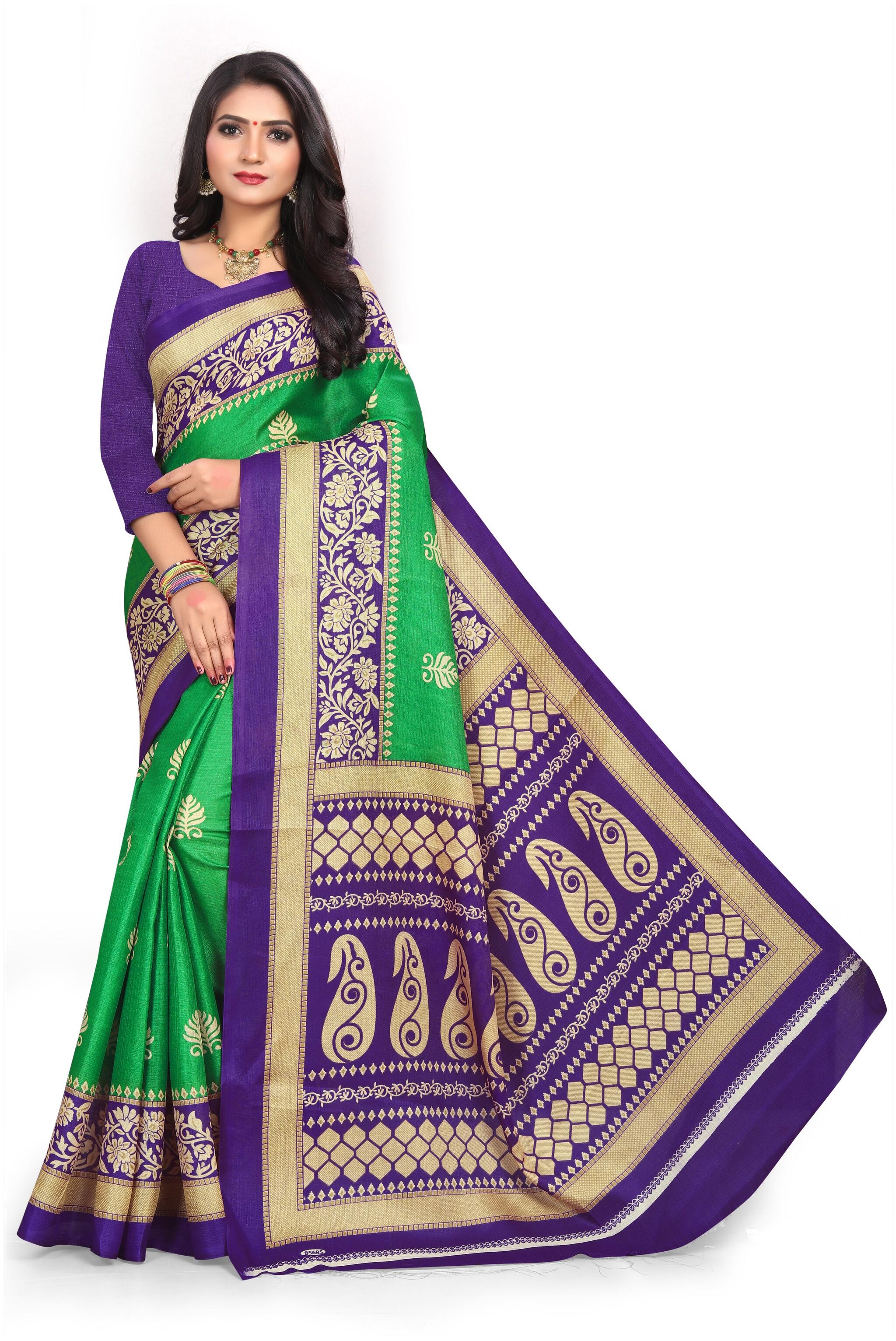 

Grubstaker Khadi Green Printed Regular Saree for Women
