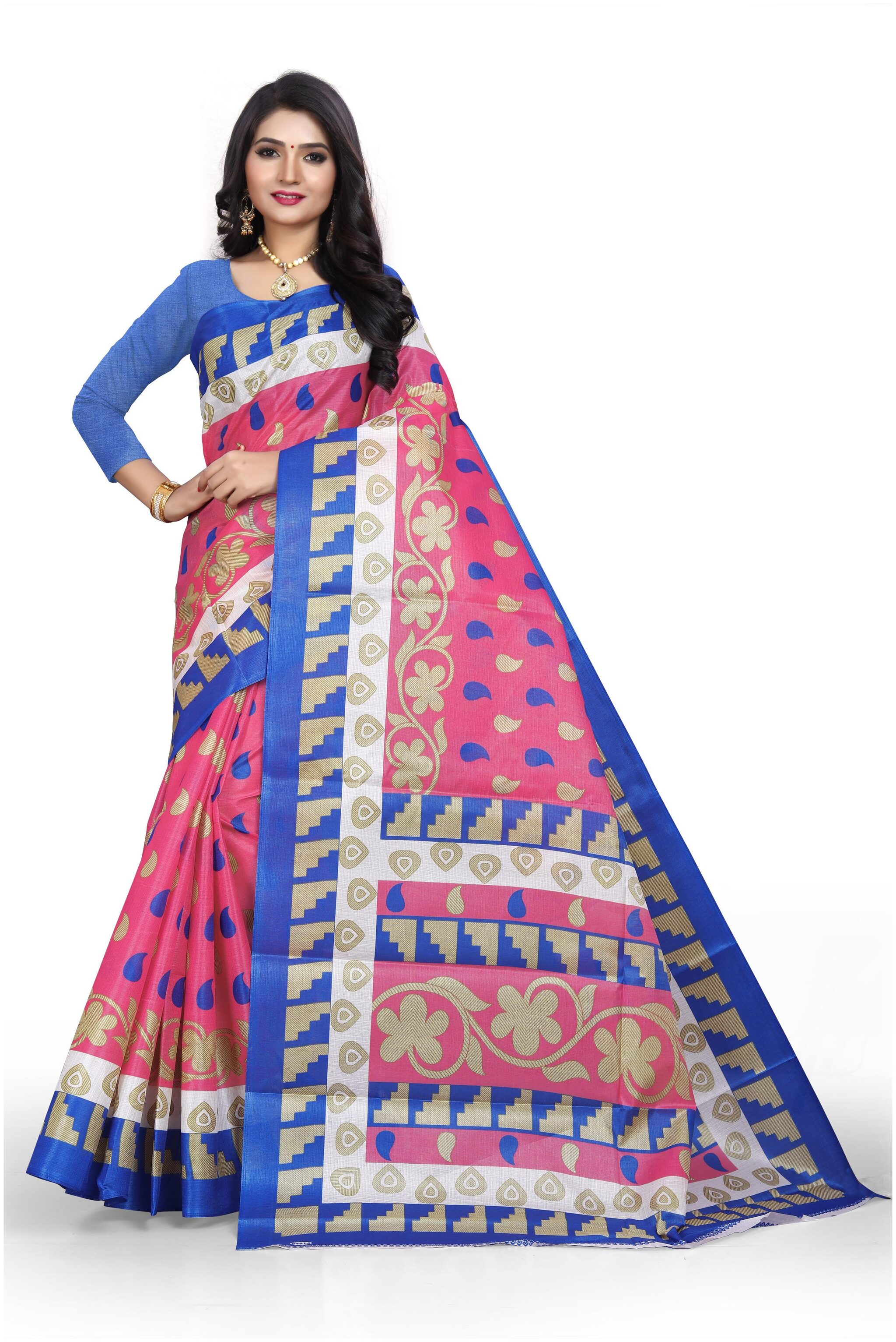 

Grubstaker Khadi Floral Pink Regular Saree For Women