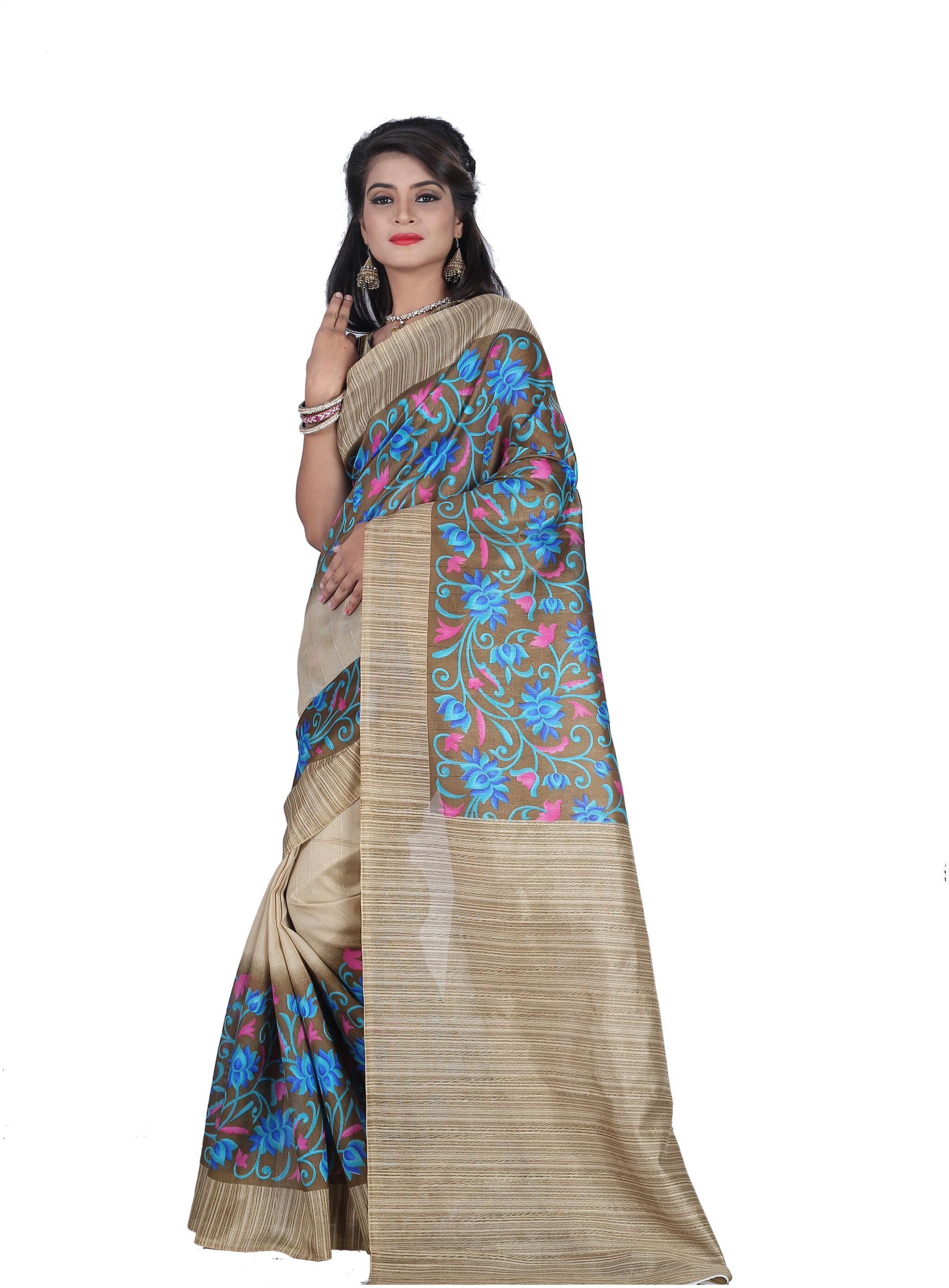 

Grubstaker Khadi Block Print Multi Regular Saree For Women