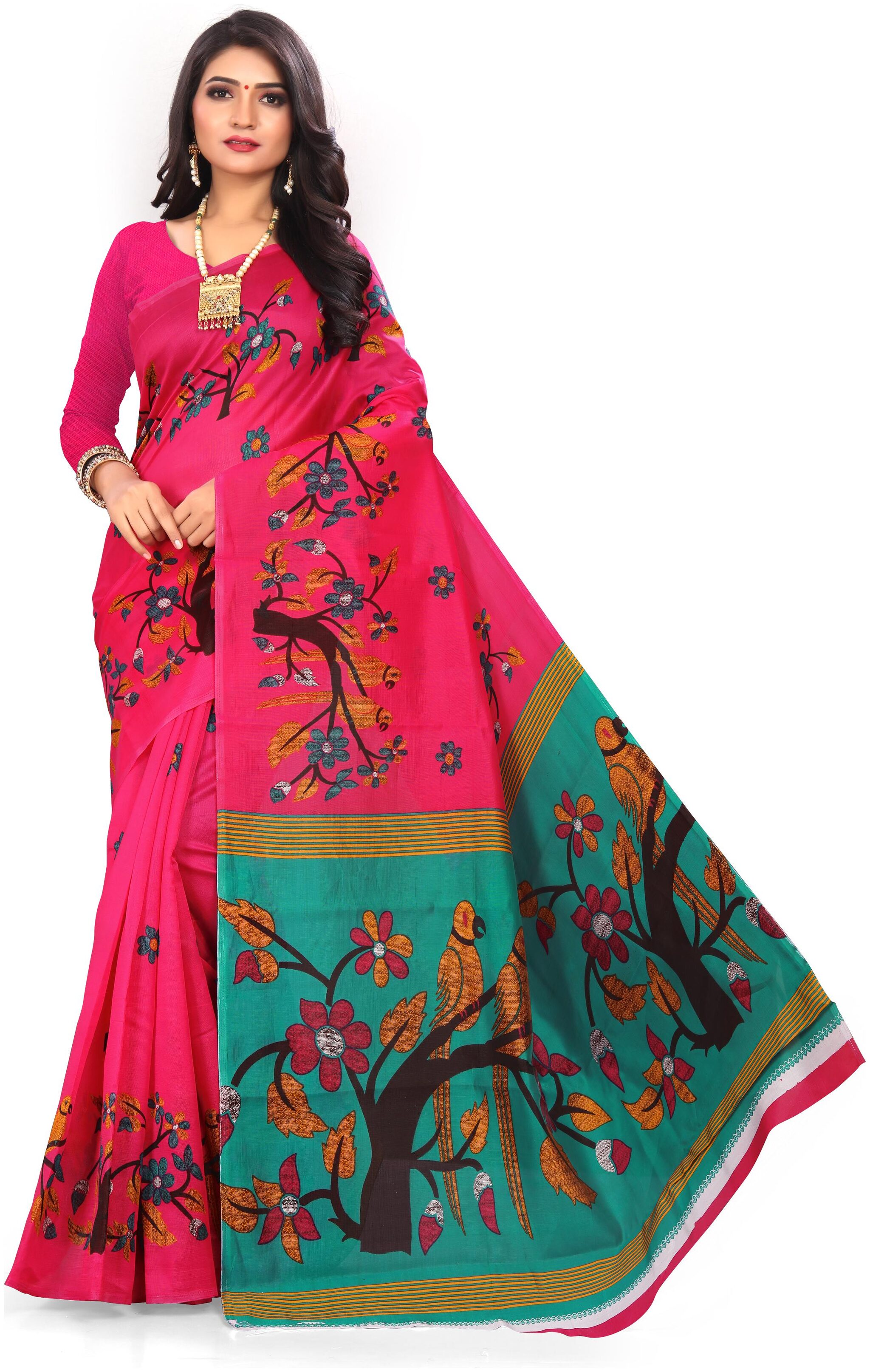 

Grubstaker Mysore silk saree With blouse piece Color Pink