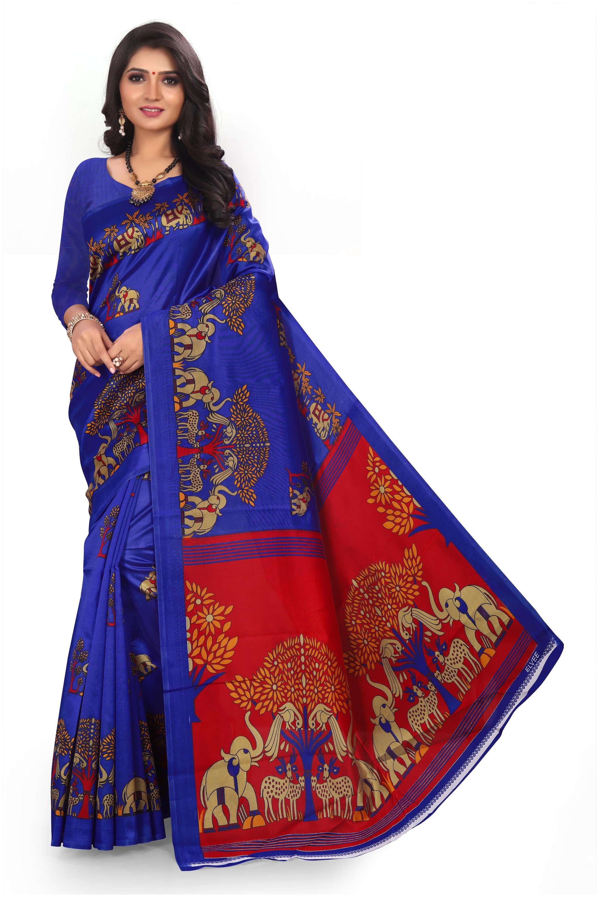 

Grubstaker Synthetic Block Print Multi Regular Saree For Women