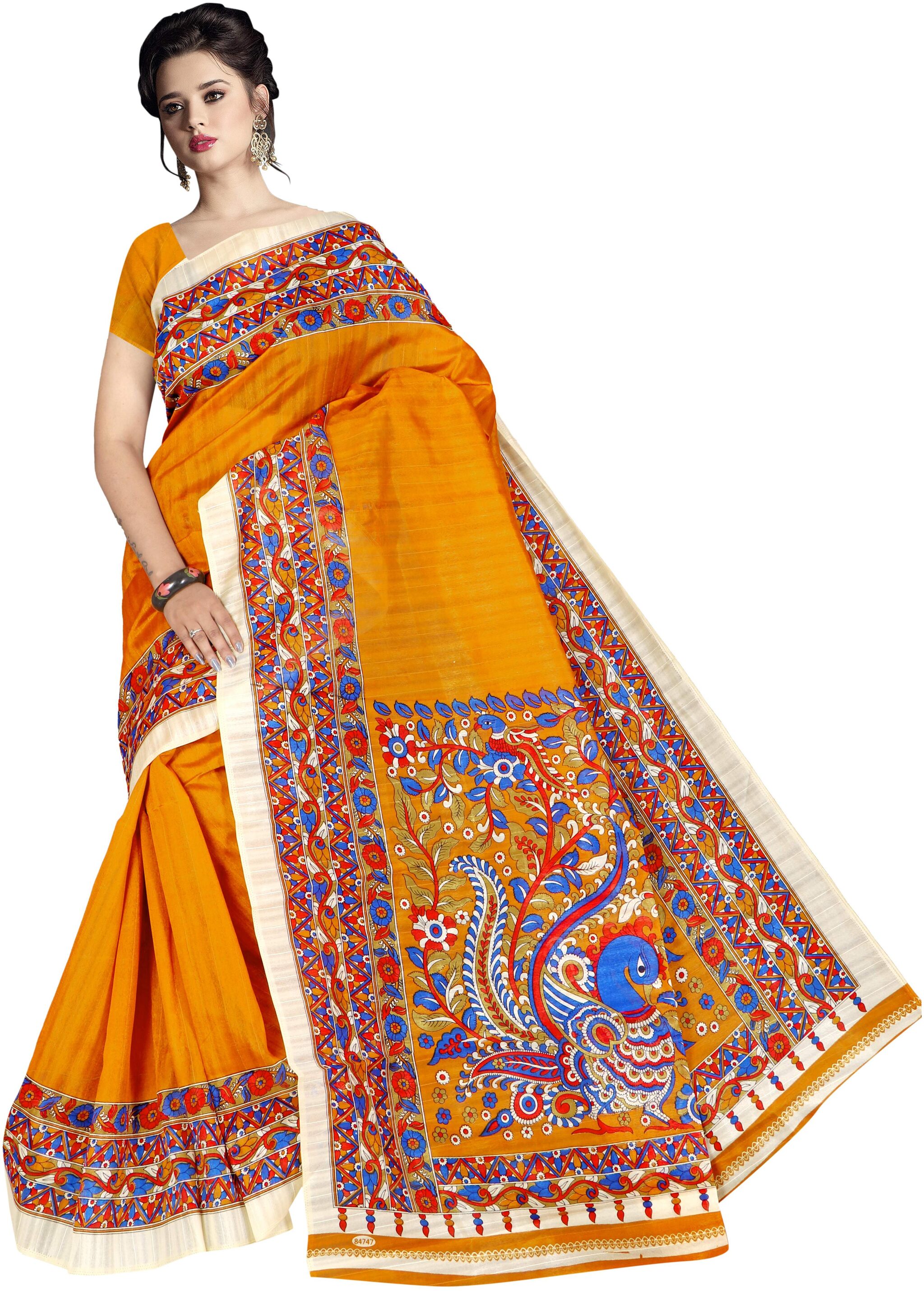 

Grubstaker Synthetic Block Print Multi Regular Saree For Women