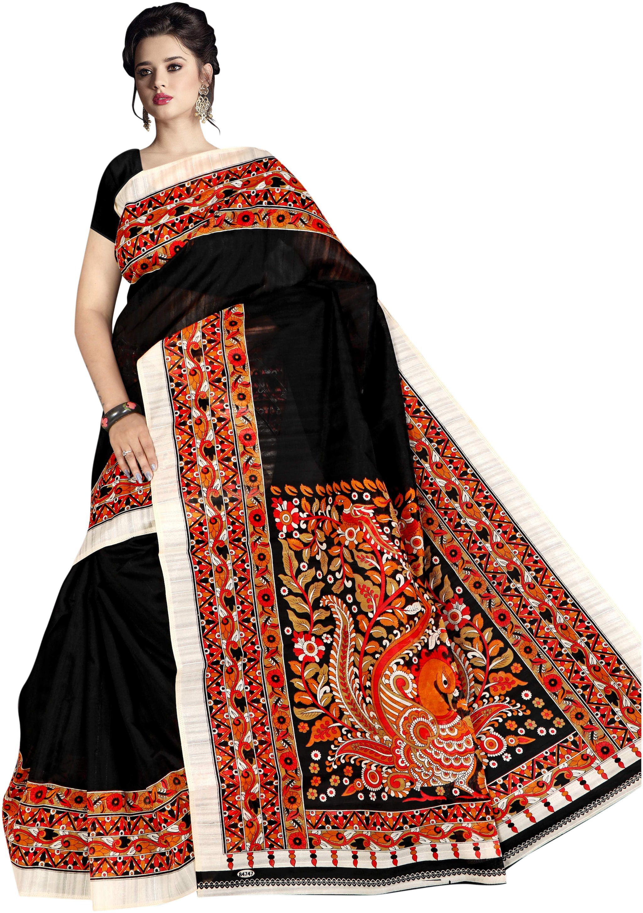

Grubstaker Synthetic Block Print Multi Regular Saree For Women