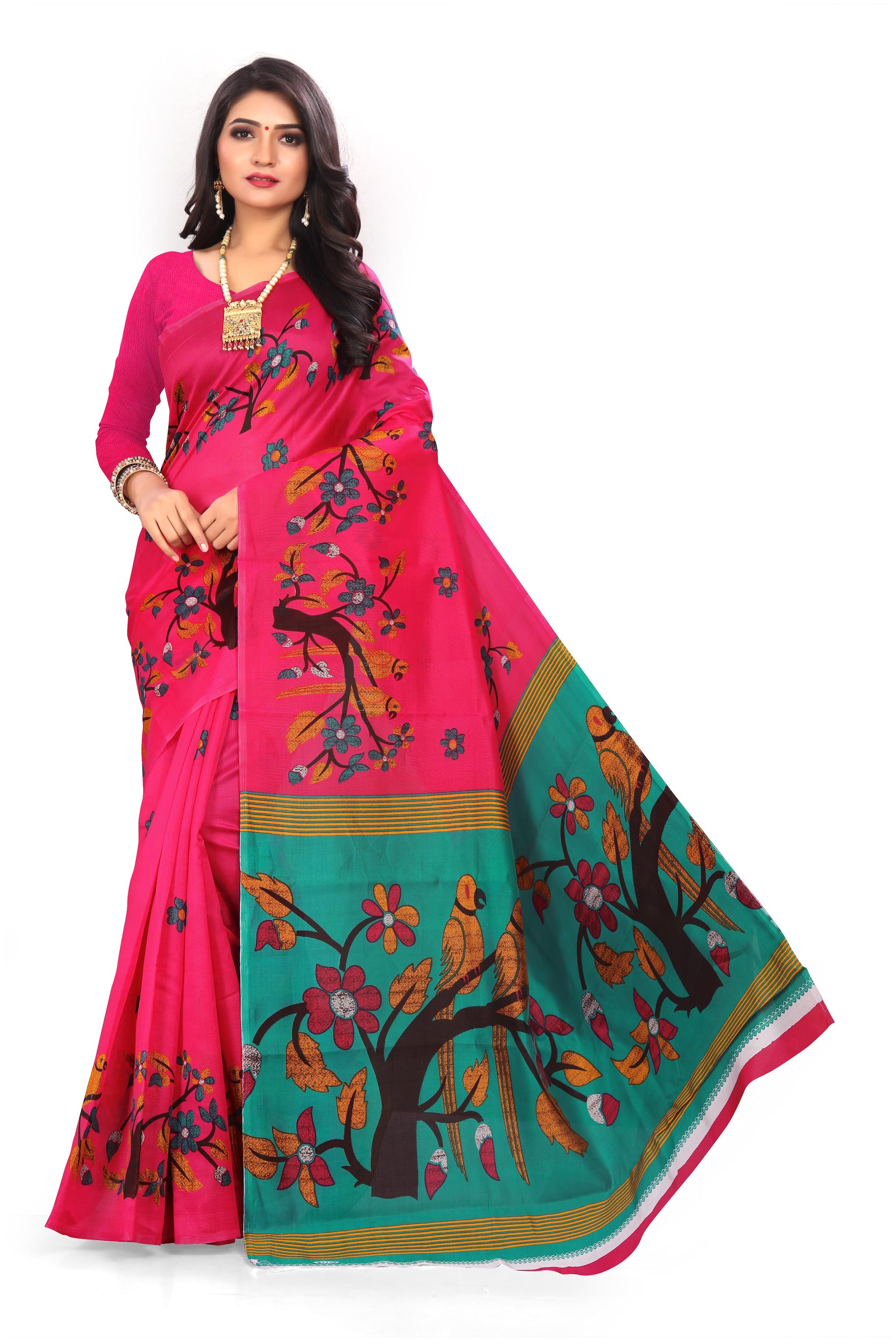 

Grubstaker Synthetic Block Print Multi Regular Saree For Women