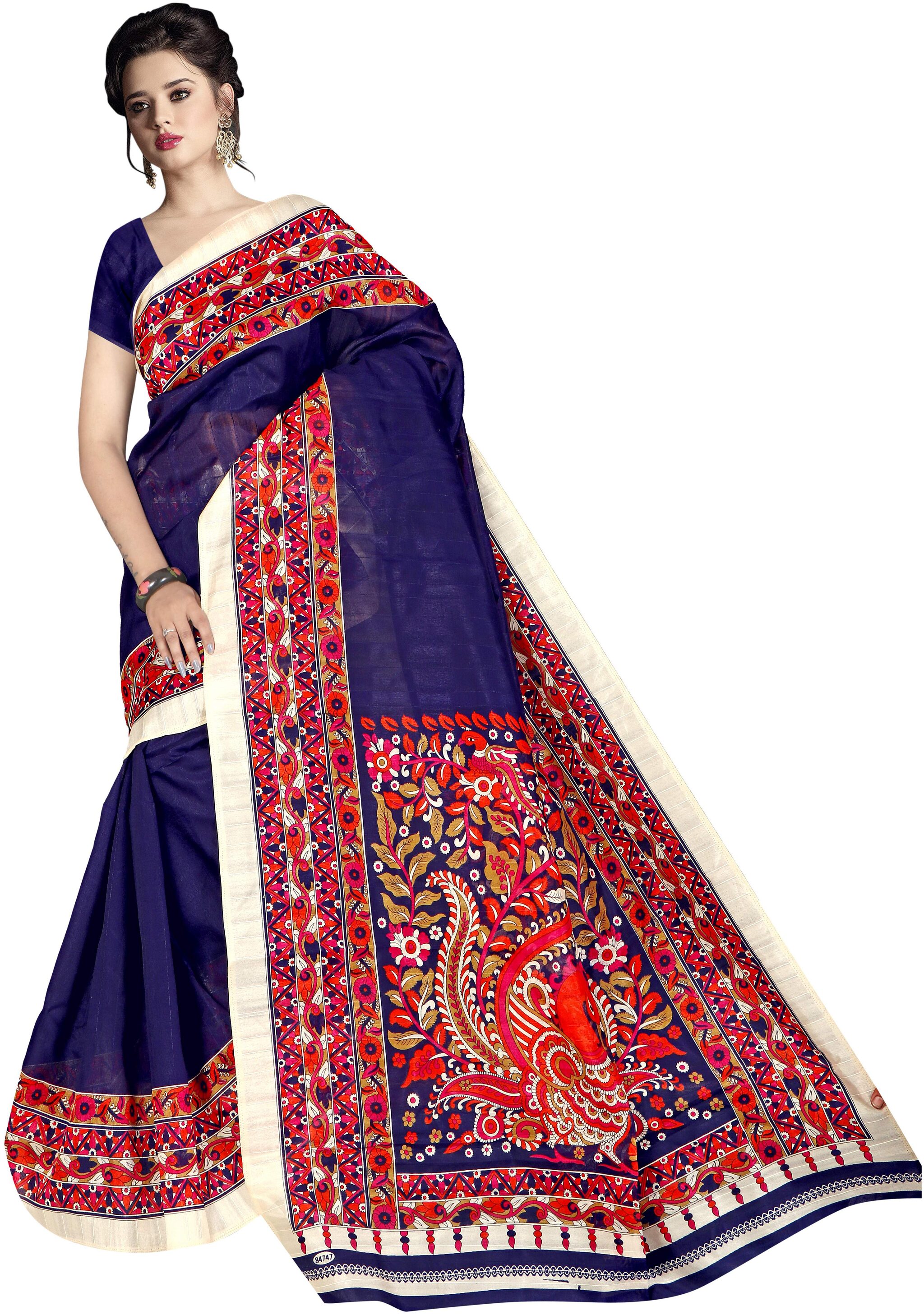 

Grubstaker Synthetic Block Print Multi Regular Saree For Women