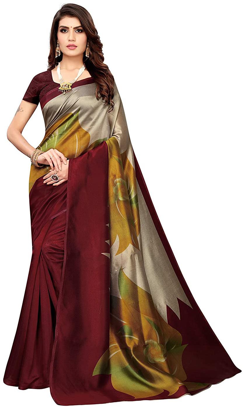 

Grubstaker Womens Multi Silk Floral Saree