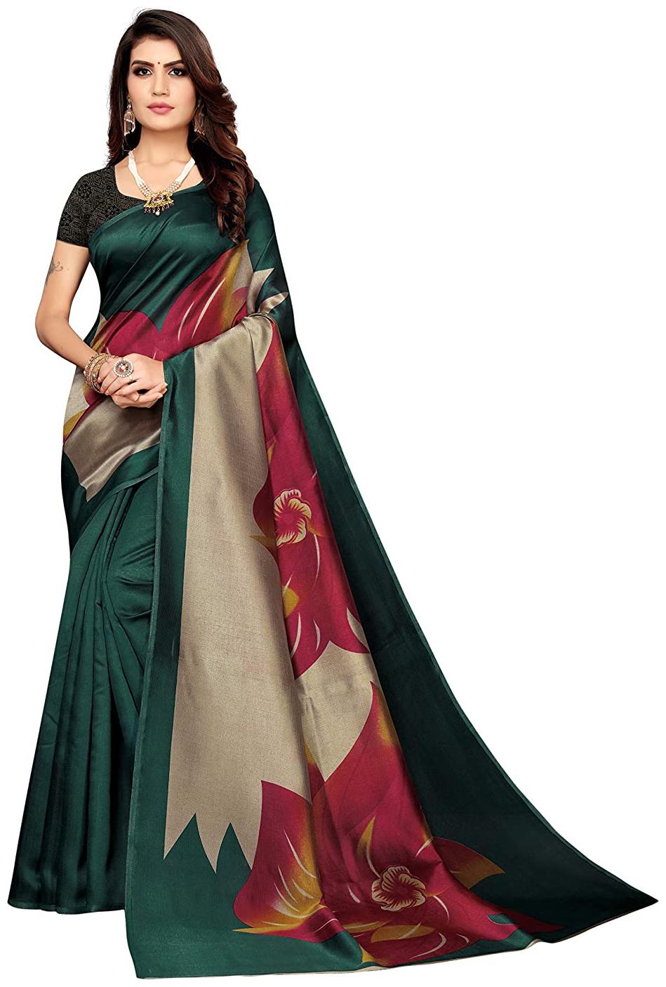 

Grubstaker Womens Multi Silk Floral Saree