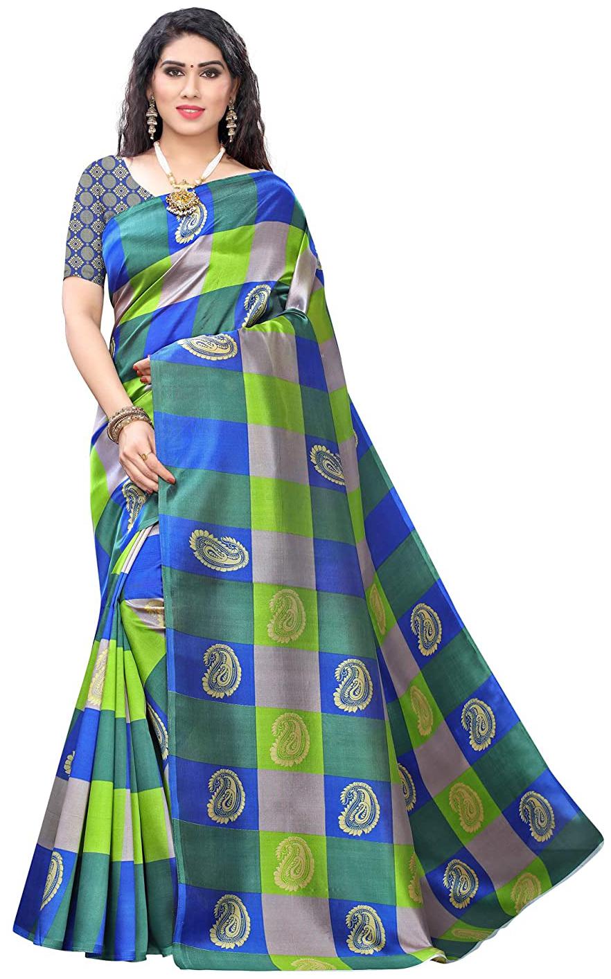 

Grubstaker Womens Multi Silk Woven Saree