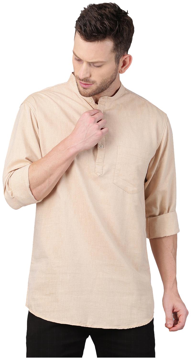 

GRUDGE CLOTHING Men Beige Slim Fit Kurta