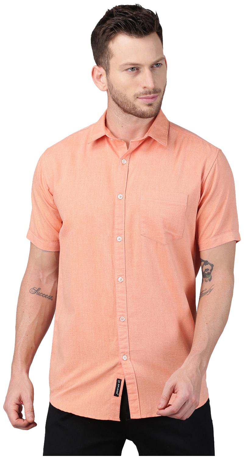 

GRUDGE CLOTHING Men Orange Solid Slim Fit Casual Shirt