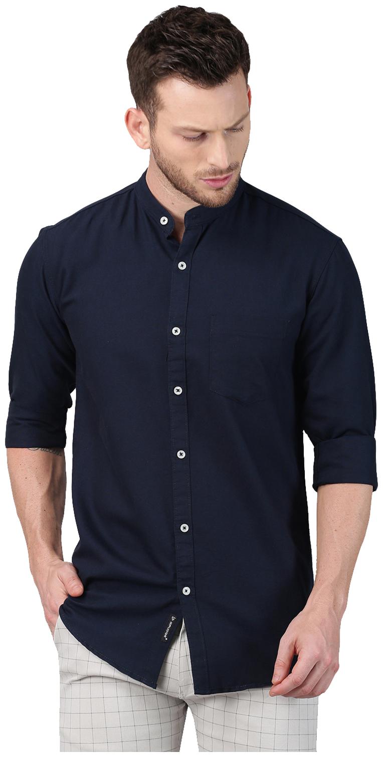 

GRUDGE CLOTHING Men Navy Blue Solid Slim Fit Casual Shirt