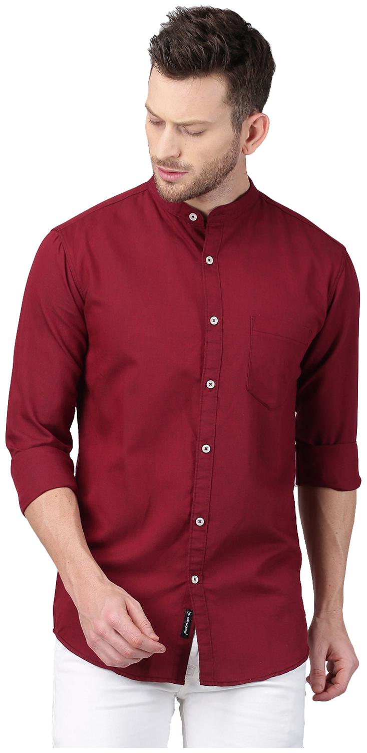

GRUDGE CLOTHING Men Maroon Solid Slim Fit Casual Shirt
