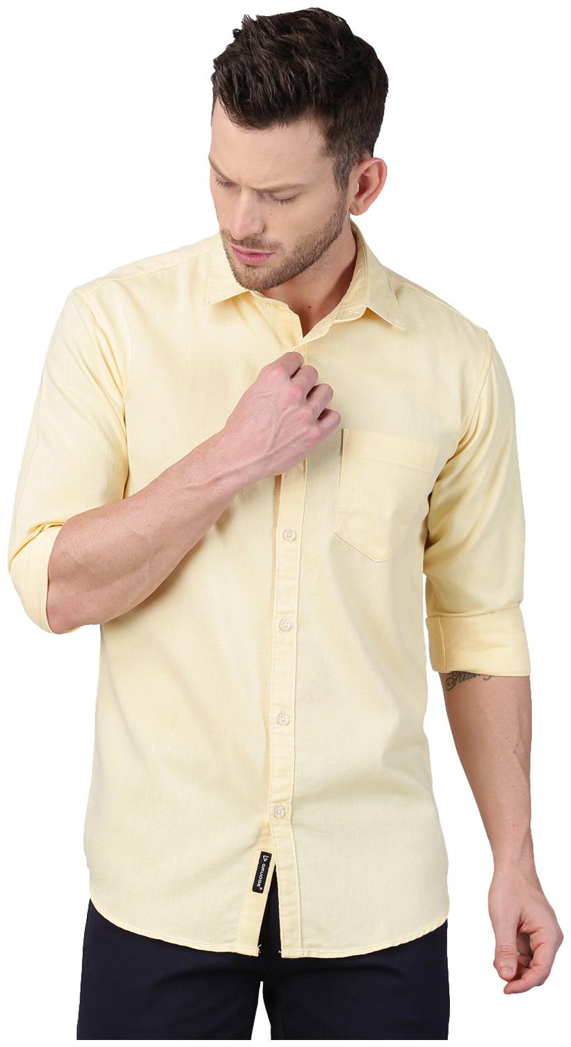 

GRUDGE CLOTHING Men Yellow Solid Slim Fit Casual Shirt