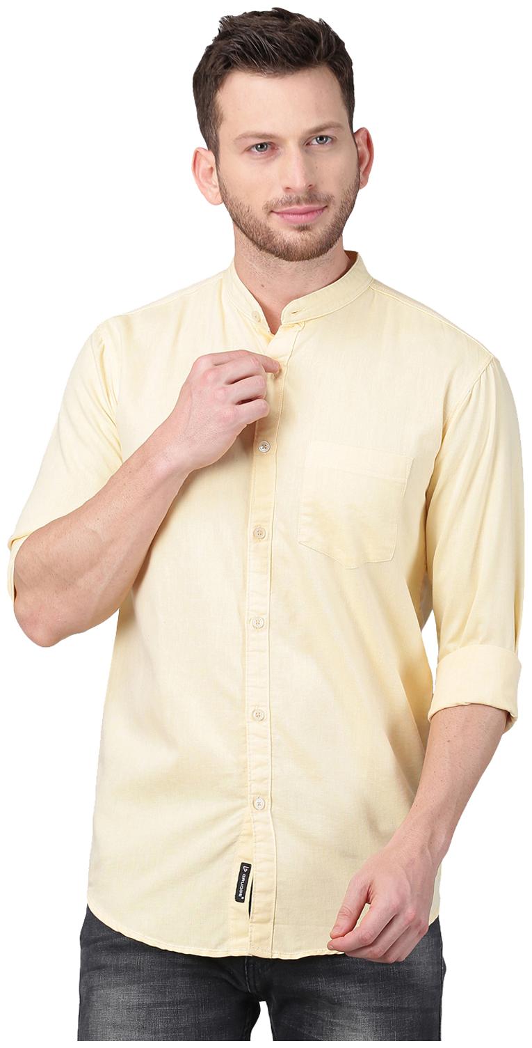 

GRUDGE CLOTHING Men Yellow Solid Slim Fit Casual Shirt