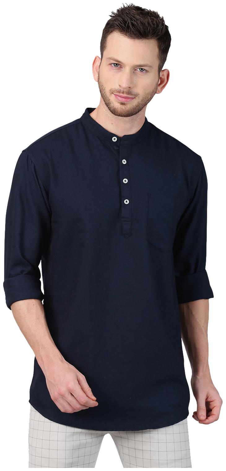 

GRUDGE CLOTHING Cotton Navy Blue Solid Kurtas For Men