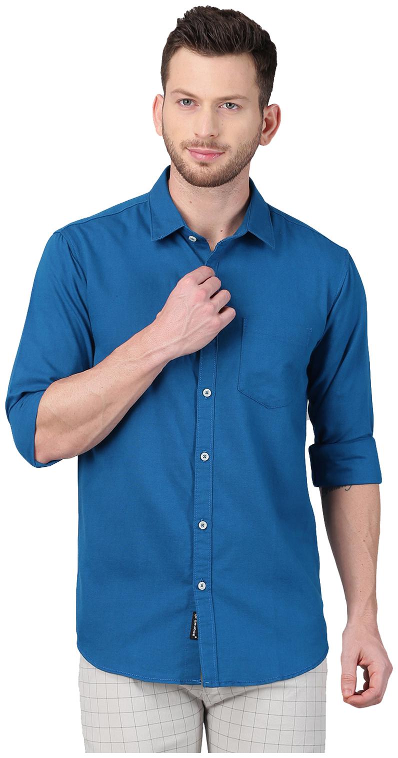 

GRUDGE CLOTHING Men Blue Solid Slim Fit Casual Shirt