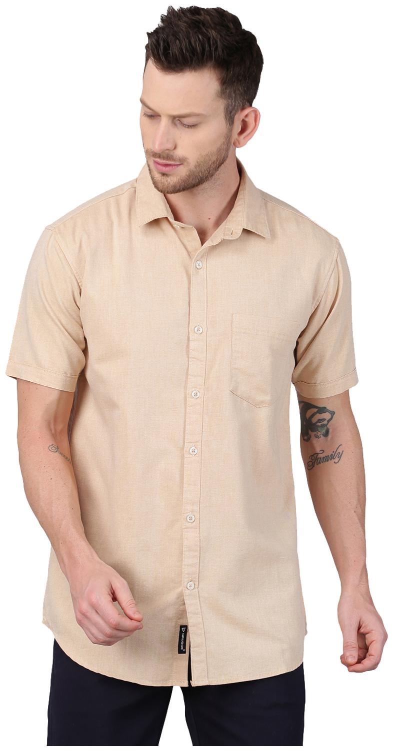 

GRUDGE CLOTHING Men Beige Solid Slim Fit Casual Shirt