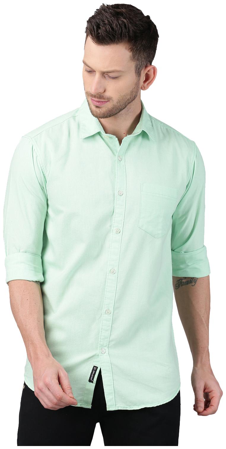 

GRUDGE CLOTHING Men Green Solid Slim Fit Casual Shirt