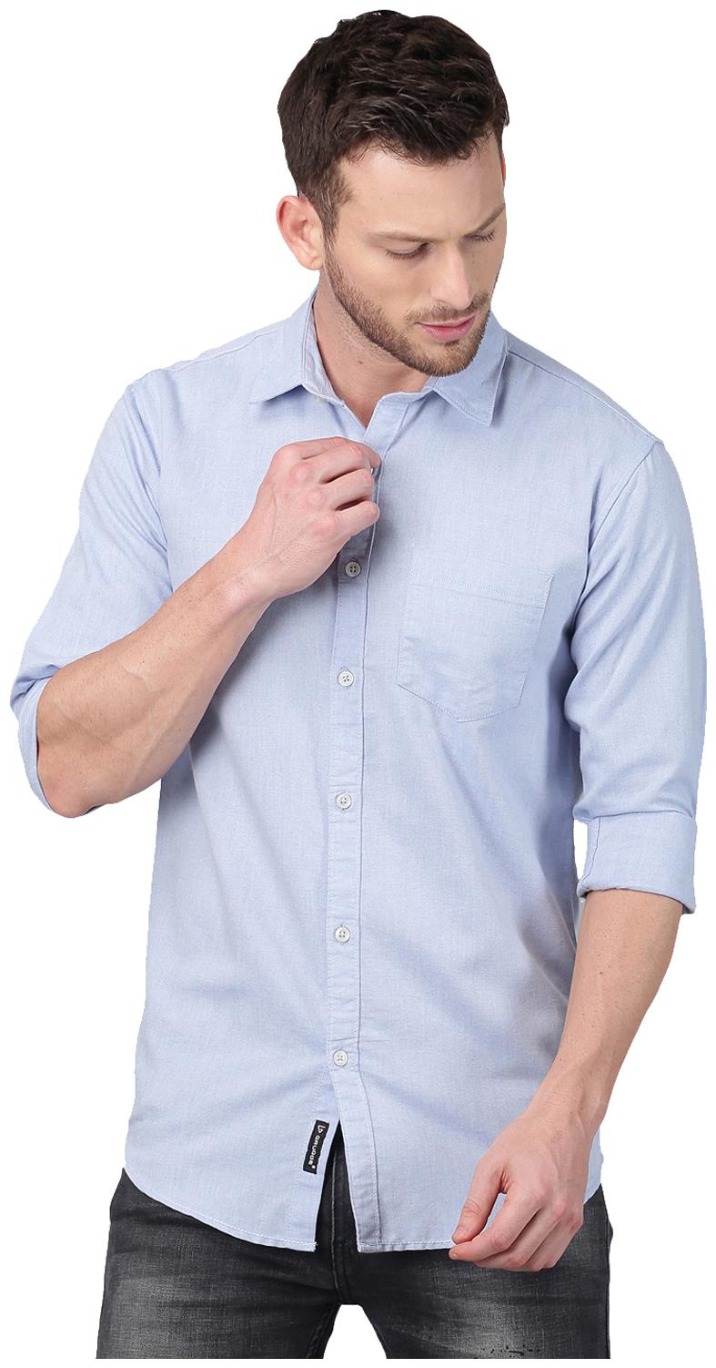 

GRUDGE CLOTHING Men Blue Solid Slim Fit Casual Shirt