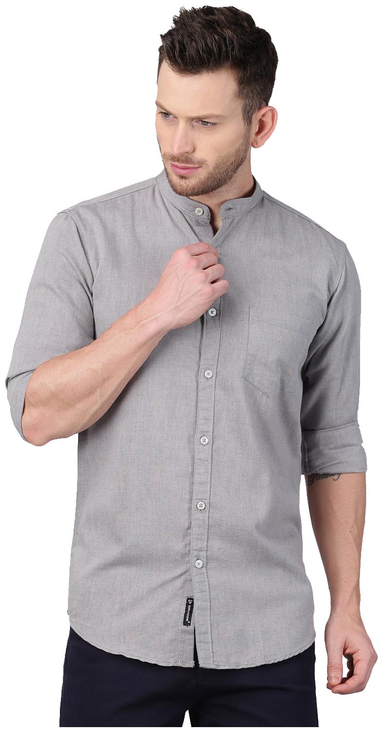 

GRUDGE CLOTHING Men Grey Solid Slim Fit Casual Shirt