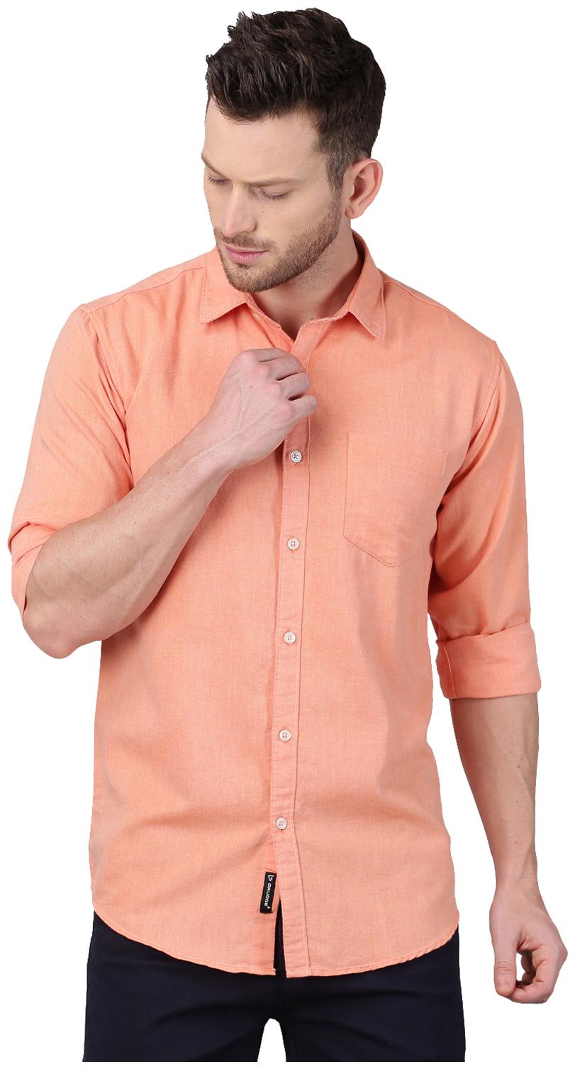 

GRUDGE CLOTHING Men Orange Solid Slim Fit Casual Shirt