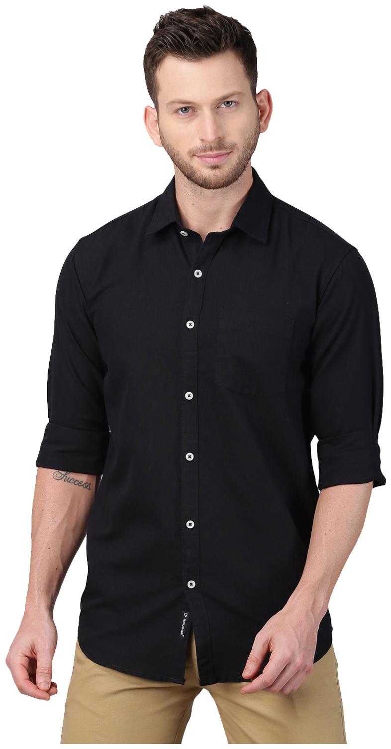 

GRUDGE CLOTHING Men Black Solid Slim Fit Casual Shirt