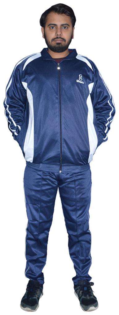 

GSsports Men Blue White Solid Regular Fit Track Suit
