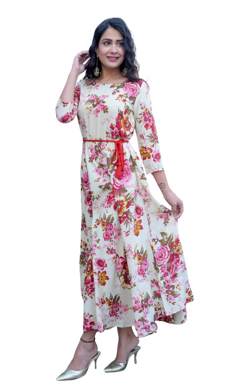 

GUDHAL Women Dupion Floral Multi Gown