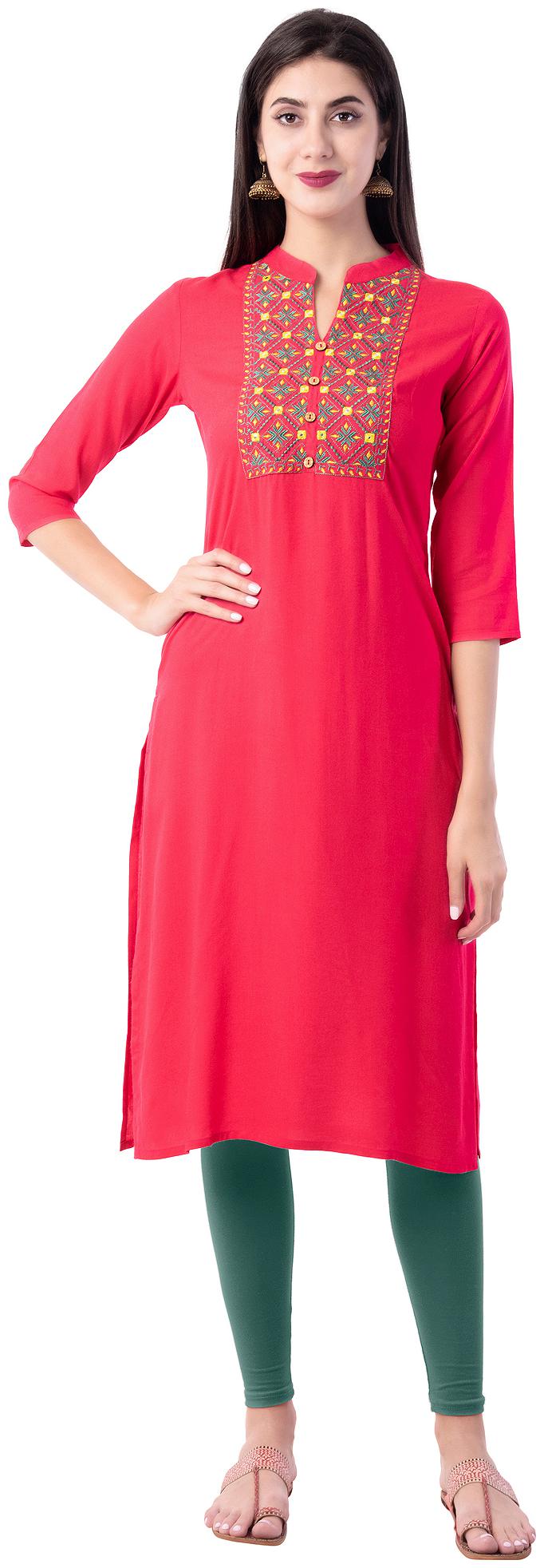 

GULMOHAR JAIPUR Women Pink Embroidered Straight Kurta