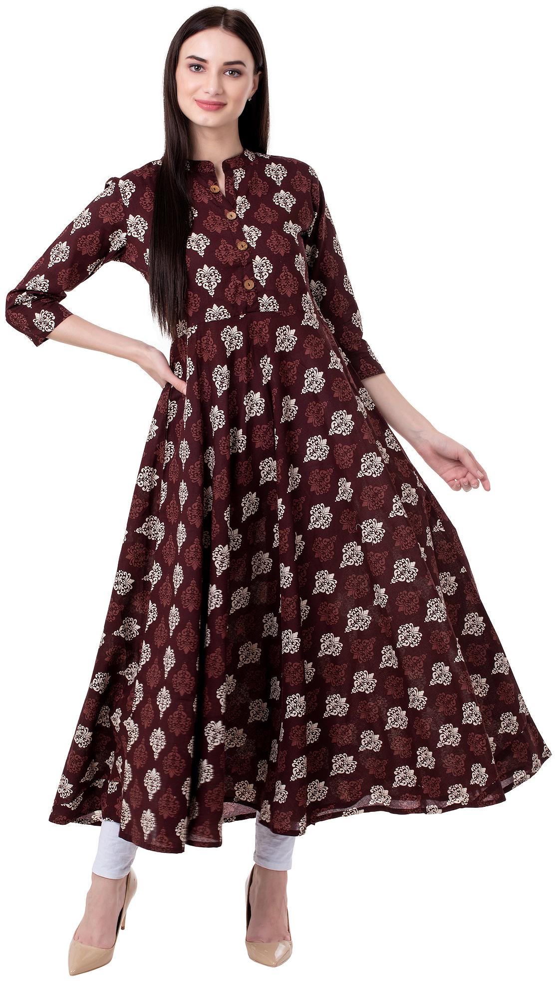

GULMOHAR JAIPUR Cotton Printed Women Brown Kurta