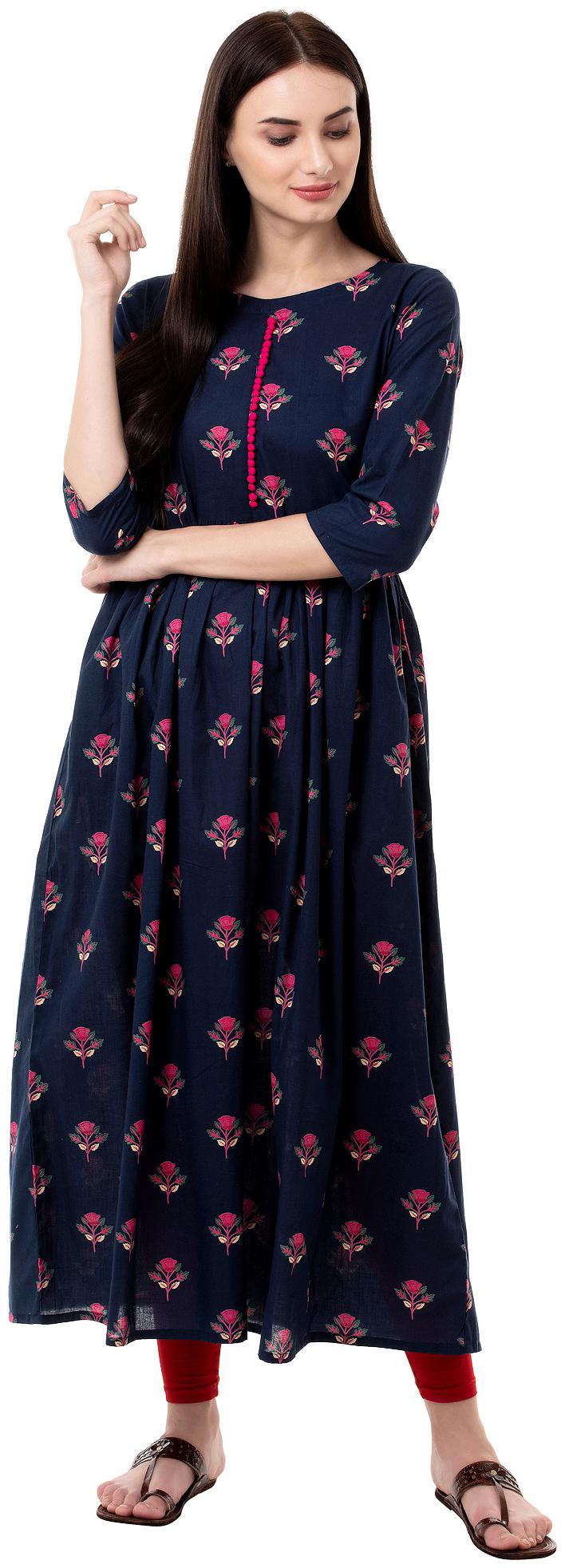 

GULMOHAR JAIPUR Cotton Floral Women Blue Kurta