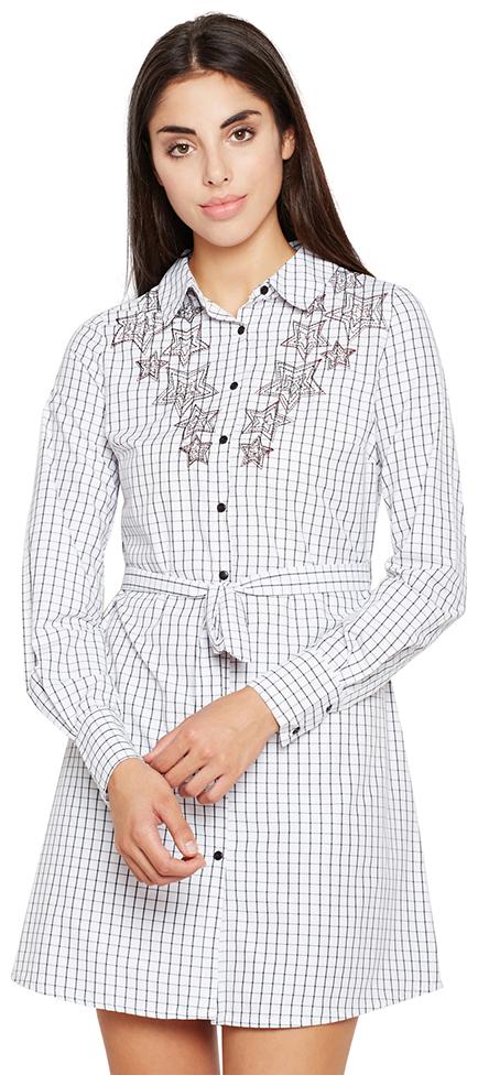 

OXOLLOXO White Solid A-line dress