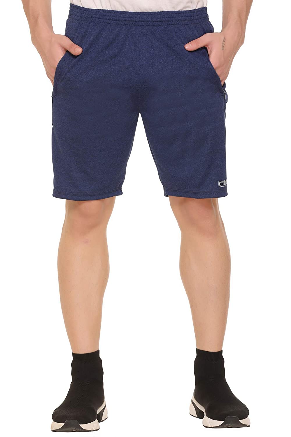 

GYMZO Men Polyester Solid Blue Sports Shorts