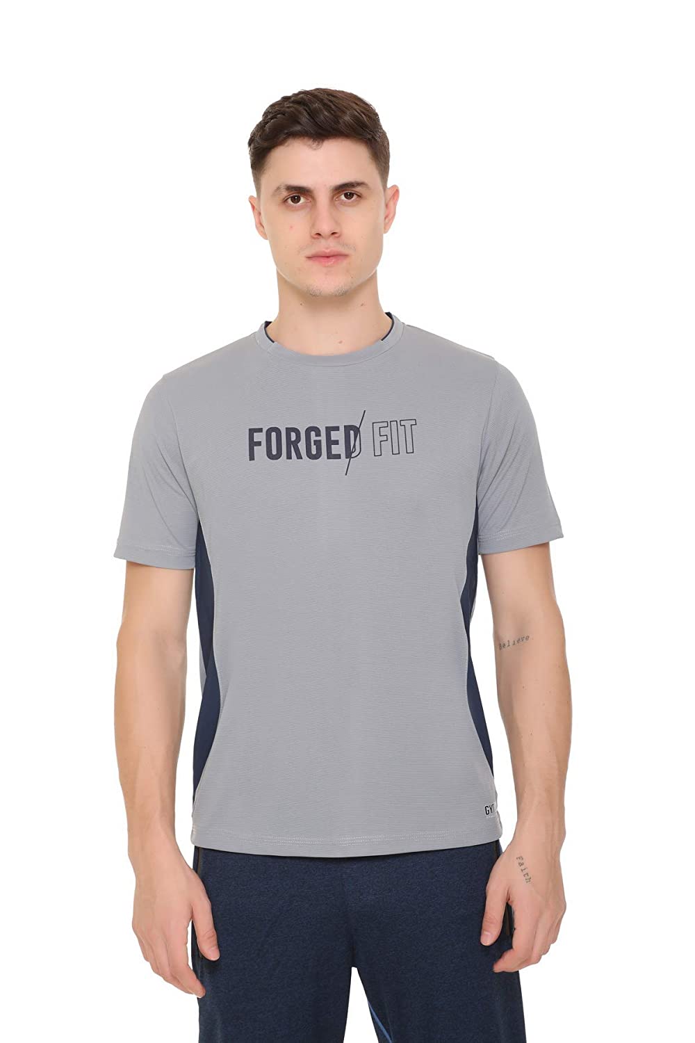 

GYMZO Men Grey Regular fit Polyester Round neck T-Shirt - Pack Of 1