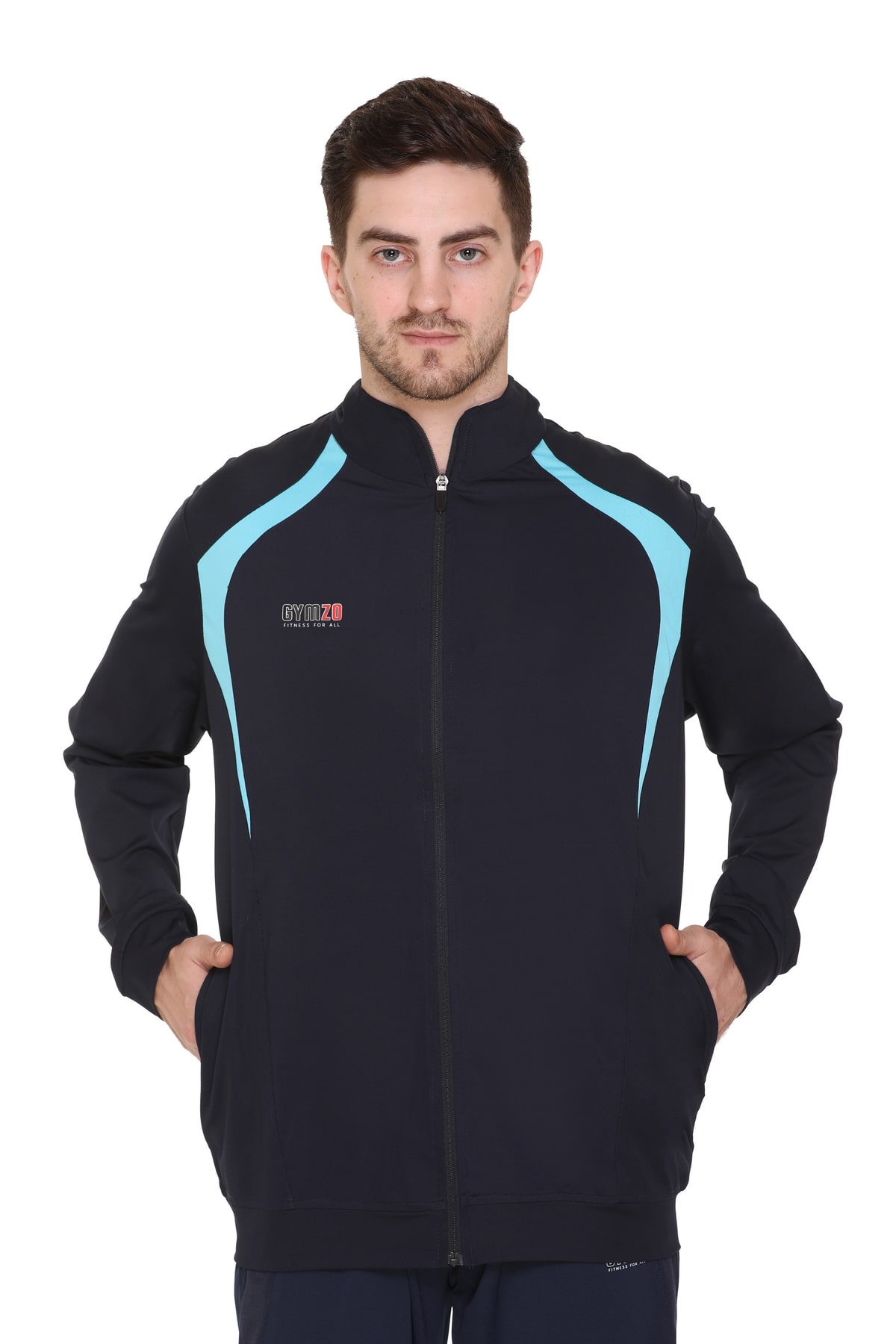 

GYMZO Men Navy blue Solid Sports jacket