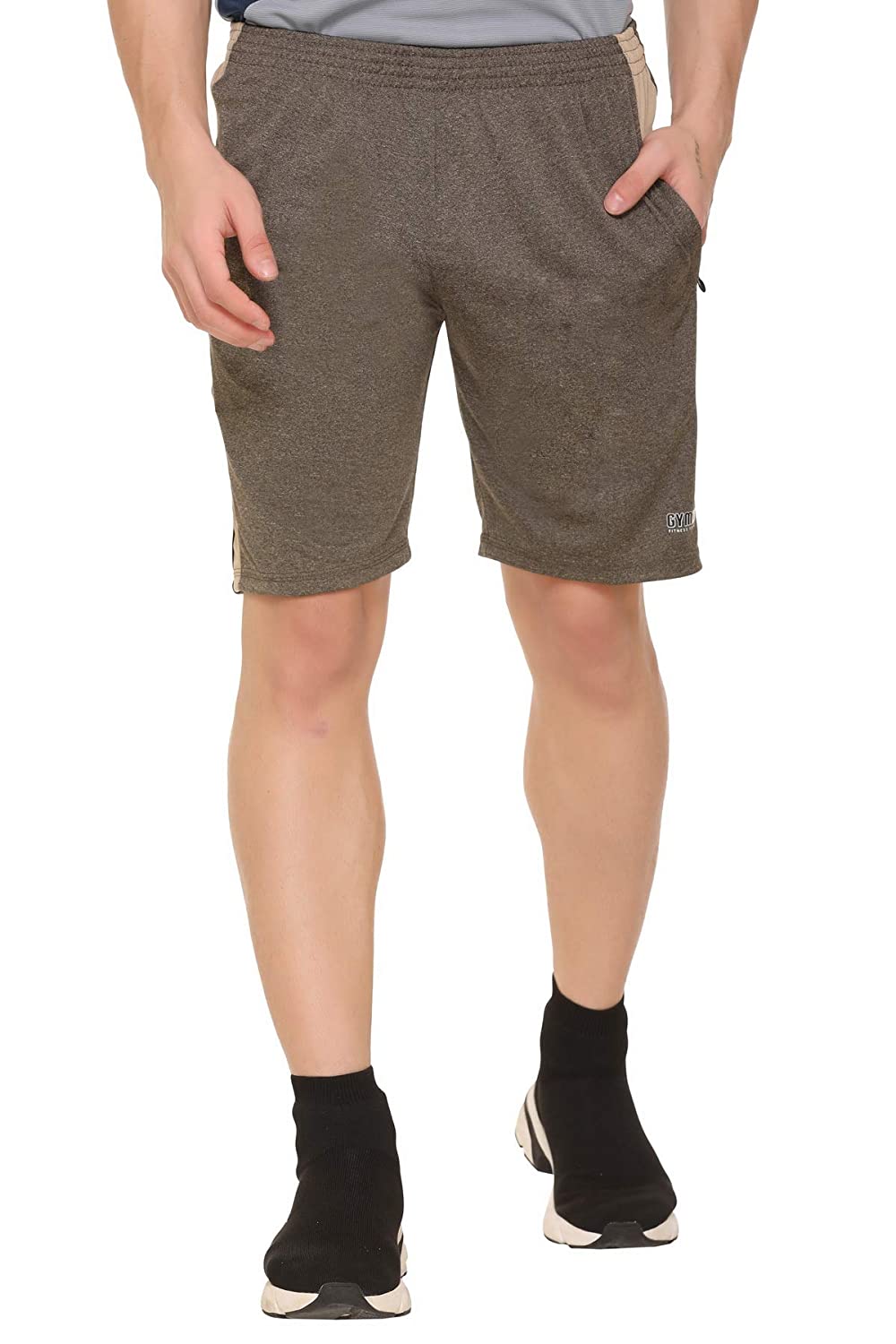 

GYMZO Polyester Textured Beige Color Sports Shorts For Men