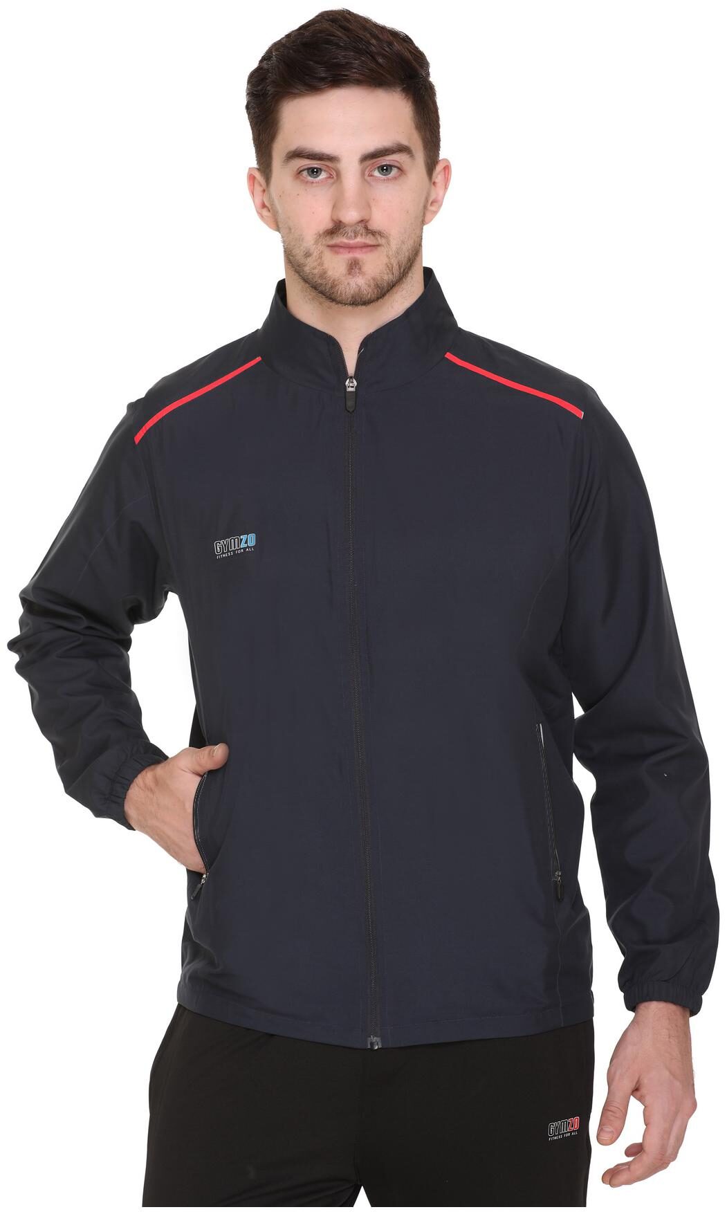 

GYMZO Men Navy blue Solid Sports jacket
