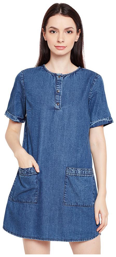 

OXOLLOXO Navy Solid A-line dress