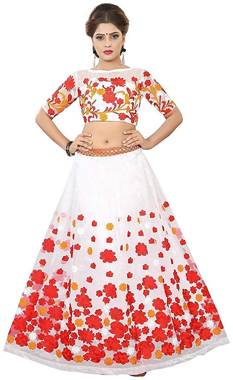 

HA FASHION Women Heavy Net Embroidered Semi Stitched Lehenga Choli