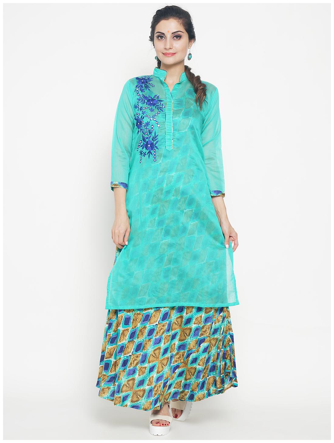 

Hakashi Womens Green Plain Kurti