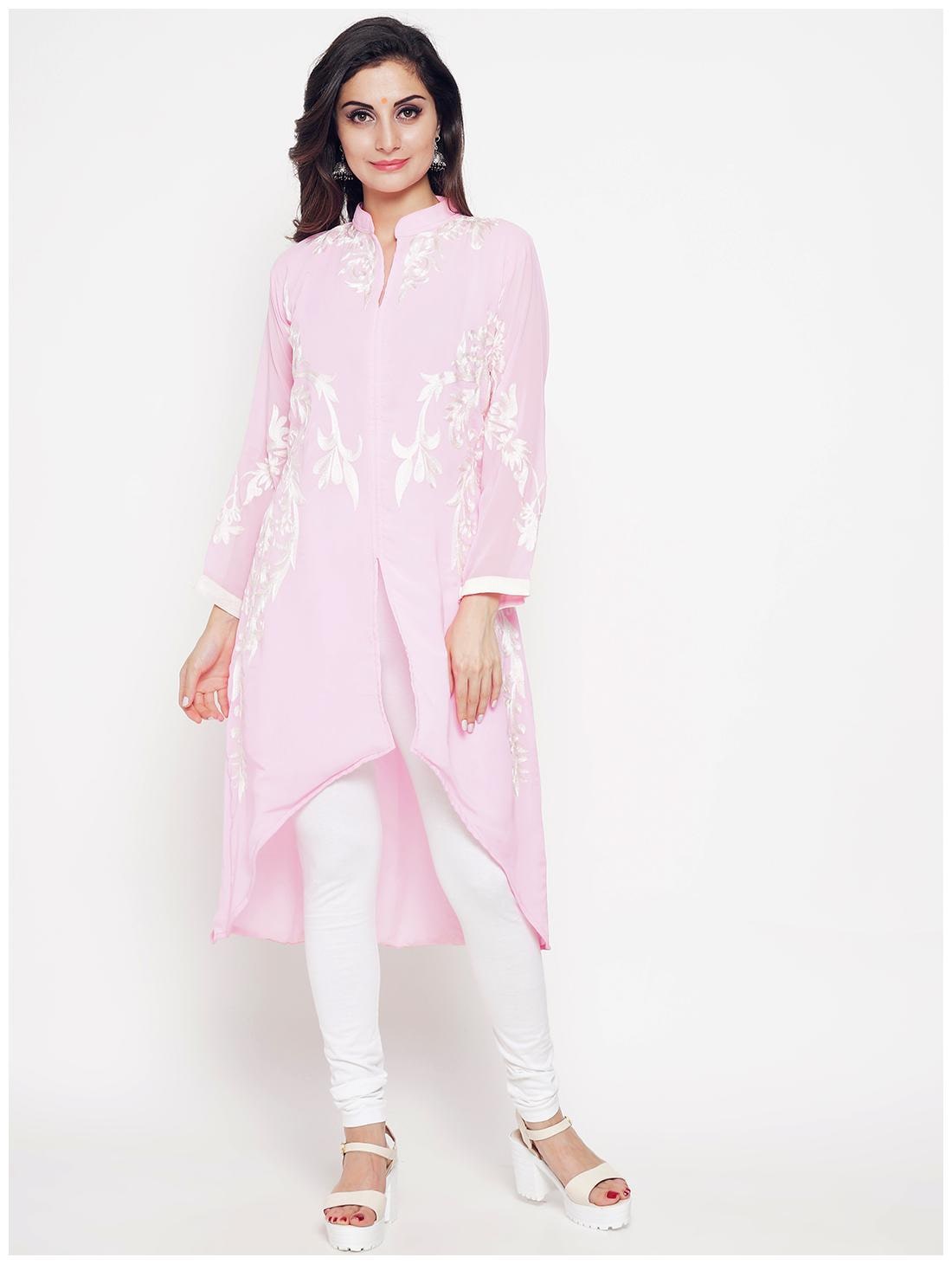 

Hakashi Womens Pink Georgette with Embroidery Kurti