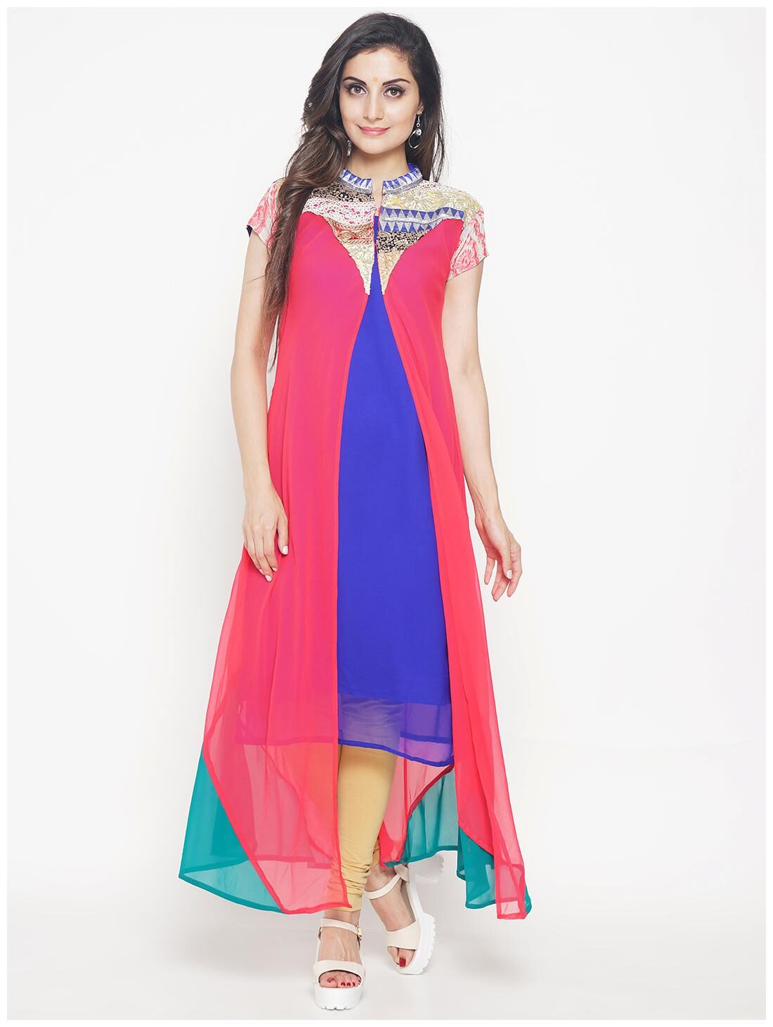 

Hakashi Womens Pink Long Jacket Kurti